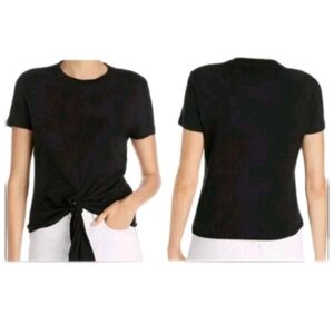Theory Women's Tie Front Organic Cotton Tee In Black Size Large